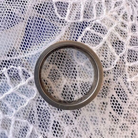 Woodsman Deer Antler Inlay Platinum Band Ring Unisex 8.75 - Picture 7 of 11